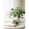 imageInnoGear Artificial Flowers 50 Pcs Dark Red Foam Fake Roses Bulk with Stems for Decoration Celebration DIY Wedding Bouquets Centerpieces Bridal Shower Party Christmas TreeElf Green