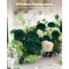 imageInnoGear Artificial Flowers 50 Pcs Dark Red Foam Fake Roses Bulk with Stems for Decoration Celebration DIY Wedding Bouquets Centerpieces Bridal Shower Party Christmas TreeHunt Green