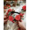 imageInnoGear Artificial Flowers 50 Pcs Dark Red Foam Fake Roses Bulk with Stems for Decoration Celebration DIY Wedding Bouquets Centerpieces Bridal Shower Party Christmas TreeRed