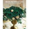 imageInnoGear Artificial Flowers 50 Pcs Dark Red Foam Fake Roses Bulk with Stems for Decoration Celebration DIY Wedding Bouquets Centerpieces Bridal Shower Party Christmas TreeHunt Green