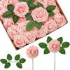 imageInnoGear Artificial Flowers 50 Pcs Dark Red Foam Fake Roses Bulk with Stems for Decoration Celebration DIY Wedding Bouquets Centerpieces Bridal Shower Party Christmas TreeBlush