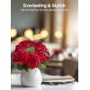 imageInnoGear Artificial Flowers 50 Pcs Dark Red Foam Fake Roses Bulk with Stems for Decoration Celebration DIY Wedding Bouquets Centerpieces Bridal Shower Party Christmas TreeDark Red