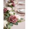 imageInnoGear Artificial Flowers 50 Pcs Dark Red Foam Fake Roses Bulk with Stems for Decoration Celebration DIY Wedding Bouquets Centerpieces Bridal Shower Party Christmas TreeDusty Pink