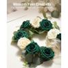 imageInnoGear Artificial Flowers 50 Pcs Dark Red Foam Fake Roses Bulk with Stems for Decoration Celebration DIY Wedding Bouquets Centerpieces Bridal Shower Party Christmas TreeHunt Green