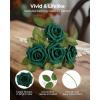 imageInnoGear Artificial Flowers 50 Pcs Dark Red Foam Fake Roses Bulk with Stems for Decoration Celebration DIY Wedding Bouquets Centerpieces Bridal Shower Party Christmas TreeHunt Green