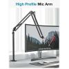 imageInnoGear Low Profile Mic Arm 360 Rotatable Microphone Boom Arm Mic Stand for Fifine AM8 K669B Blue Yeti HyperX QuadCast SoloCast AT2020 with Mic Clip 38quot to 58quot 38quot to 14quot Adapter BlackBlack