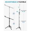 imageInnoGear Microphone Stand Tripod Boom Arm Floor Mic Stand Height Adjustable Heavy Duty with Carrying Bag 2 Mic Clips 38quot to 58quot Adapter for Singing Podcast for Blue Yeti Shure SM58 SM48 Samson Q2U