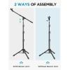 imageInnoGear Microphone Stand Tripod Boom Arm Floor Mic Stand Height Adjustable Heavy Duty with Carrying Bag 2 Mic Clips 38quot to 58quot Adapter for Singing Podcast for Blue Yeti Shure SM58 SM48 Samson Q2U