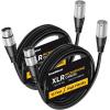 imageInnoGear XLR Microphone Cables 6 Feet 2 Pack OxygenFree Copper Male to Female 3Pin Balanced XLR Mic Cables Cord for Speaker Podcast Audio Mixer DMX Effector Amplifier Sound Card BlackSilver