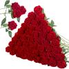 imageInnoGear 50 Pcs Red Roses Artificial Flowers Fake Velvet Silk Rose Bulk Faux Flower for Decoration DIY Wedding Centerpieces Proposal Bridal Bouquets Shower Party Home Floral Decor 50 RedRed