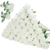 imageInnoGear 50 Pcs Red Roses Artificial Flowers Fake Velvet Silk Rose Bulk Faux Flower for Decoration DIY Wedding Centerpieces Proposal Bridal Bouquets Shower Party Home Floral Decor 50 RedWhite
