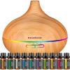 imageInnoGear Aromatherapy Diffuser ampamp 10 Essential Oils Set 400ml Diffuser Ultrasonic Diffuser Cool Mist Humidifier with 4 Timers 7 Colors Light Waterless Auto Off for Large Room Office Dark Wood GrainYellow Wood Grain