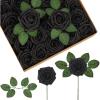 imageInnoGear Artificial Flowers 50 Pcs Dark Red Foam Fake Roses Bulk with Stems for Decoration Celebration DIY Wedding Bouquets Centerpieces Bridal Shower Party Christmas TreeBlack