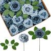 imageInnoGear Artificial Flowers 50 Pcs Dark Red Foam Fake Roses Bulk with Stems for Decoration Celebration DIY Wedding Bouquets Centerpieces Bridal Shower Party Christmas TreeDusty Blue Shades