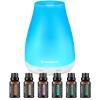 imageInnoGear Essential Oil Diffuser with Oils 100ml Aromatherapy Diffuser with 6 Essential Oils Set Aroma Cool Mist Humidifier Gift Set Dark Wood GrainWhite