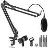 imageInnoGear Mic Stand for Blue Snowball and Blue Snowball iCE Boom Arm Stand with Pop Filter Microphone Holders for HyperX QuadCast SoloCast Fifine Shure SM7B and Other Mic Max Load 15 KG MediumMedium