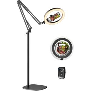imageInnoGear 10quot 2in1 Overhead Selfie Ring Light with Stand Camera Holder Phone Mount for Desk Floor Remote Canvas Lamp Light for Phone YouTube Live Stream Cooking Video Recording Vlog Zoom LargeLarge
