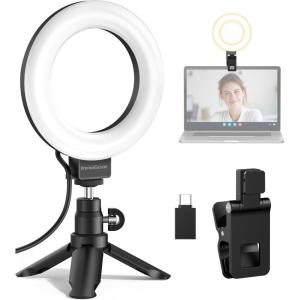 imageInnoGear 5quot 60 LED Selfie Ring Light for Video Conference Lighting OnCamera Video Lights Desktop Clip on Webcam Light Kit with Desk Tripod for Monitor Laptop Computer Zoom Call Live Streaming