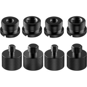 imageInnoGear 8 Pieces Mic Stand Adapter 58 Female to 38 Male 38 Female to 58 Male 58 Female to 14 Male 14 Female to 58 Male Screw Thread Adapter for Microphone Stand Boom Arm Camera Tripod