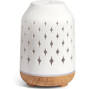 imageInnoGear Aromatherapy Diffuser 150ml Ceramic Diffuser Ultrasonic Humidifier Cool Mist Essential Oil Diffusers for Home Air Diffuser with 2 Mist Modes Waterless Auto Off WhiteWhite