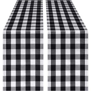 imageInnoGear Classic Table Runner 14 x 108 inch Buffalo Check Table Runners Polyester Cotton Black and White Plaid for Indoor Outdoor Parties Farmhouse Thanksgiving Christmas ampamp Gathering 2 Pack