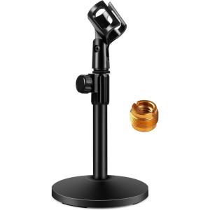 imageInnoGear Desktop Microphone Stand Upgraded Adjustable Table Mic Stand with Mic Clip and 58quot Male to 38quot Female Screw for Blue Yeti Snowball Spark ampamp Other Microphone