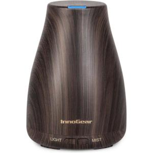 imageInnoGear Essential Oil Diffuser Premium 5in1 Diffusers for Home Scent Aromatherapy Diffuser Air Desk Humidifier for Bedroom Large Room Office 7 Color LED 2 Mist Mode Waterless Auto Off Basic WhiteBrown