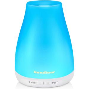 imageInnoGear Essential Oil Diffuser Premium 5in1 Diffusers for Home Scent Aromatherapy Diffuser Air Desk Humidifier for Bedroom Large Room Office 7 Color LED 2 Mist Mode Waterless Auto Off Basic WhiteBasic White