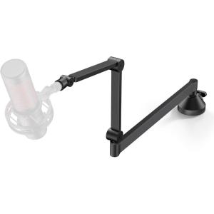 imageInnoGear Low Profile Mic Arm 360 Rotatable Microphone Arm Stand Foldable Desk Mic Boom Arm with 38quot to 58quot Adapter for Fifine AM8 K669B Blue Yeti HyperX QuadCast SoloCast AT2020 and Other MicsBlack