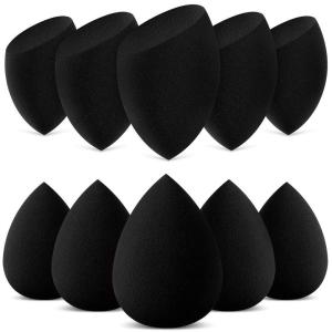 imageInnoGear Makeup Sponge 10 Pcs Makeup Sponges Blender Set Beauty Cosmetic Foundation Blending Applicator Puff Flawless for Liquid Cream Powder Multi coloredBasic Black