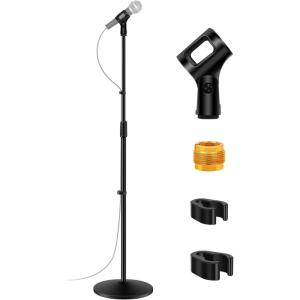 imageInnoGear Mic Stand Microphone Stand Floor Detachable Boom Mic Arm Stands with Weighted Round Base Height Adjustable from 34quot to 60quot for Blue Yeti HyperX QuadCast Shure SM58 Samson Q2U Fifine K669BTwist Clutch 34  60