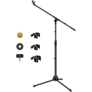 imageInnoGear Microphone Stand Boom Arm Mic Stand Floor Detachable Height Adjustable Heavy Duty with Mic Clip Holder Metal Base for Blue Yeti HyperX QuadCast Shure SM58 Samson Q2U Fifine K669B
