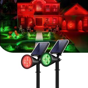 imageInnoGear Solar Lights Outdoor Waterproof Solar Garden Light for Outside Yard Landscape Lighting Pathway Spot Lights Spotlight Wall Light Auto OnOff Pack of 2 WhiteRed  Green Light