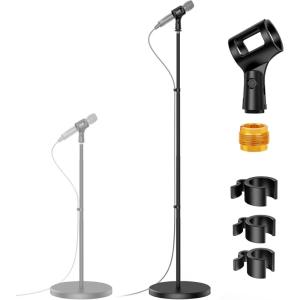 imageInnoGear Telescopic Mic Stand Height Adjustable from 22quot to 68quot Microphone Stand Floor Weighted Base Boom Mic Arm Stand for Blue Yeti HyperX QuadCast SoloCast Shure SM58 Samson Q2U Fifine K669BRound Base Telescopic Tube