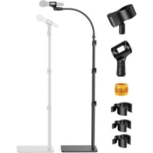 imageInnoGear Telescopic Mic Stand Height Adjustable from 22quot to 68quot Microphone Stand Floor Weighted Base Boom Mic Arm Stand for Blue Yeti HyperX QuadCast SoloCast Shure SM58 Samson Q2U Fifine K669BRectangular Base Tube Assembly
