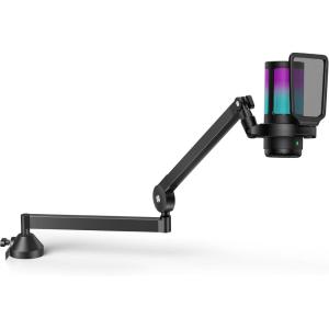 imageInnoGear USB Gaming Microphone Set Noise Cancellation Condenser Mic with Boom Arm RGB Mute Headphones Jack for Streaming Podcasting Recording Vocal PC Computer YouTube Discord PS4 PS5 BlackBlack