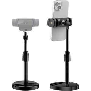imageInnoGear Webcam Mount for Desk Table Telescopic Webcam Stand with Phone Holder for Camera Webcam C922 C930e C920S C920 C615 C960 C920x BRIO 4K NexiGo N60 Right Light GoPro with 14quot Thread
