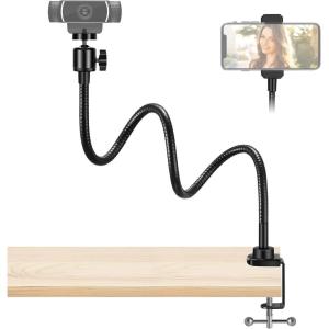 imageInnoGear Webcam Stand with Phone Mount Desk Camera Arm Stands Gooseneck for Logitech Webcam BRIO 4K C960 C920 C920S C922 C922x C925e C930 C930e C615 NexiGo N60 Right Light Gopro with 14quot Thread
