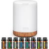 imageInnoGear Aromatherapy Diffuser ampamp 8 Essential Oils Set 300ml Premium 5in1 Ultrasonic Essential Oil Diffusers Scent Humidifier Aroma Diffuser Vaporizer AutoOff Timer for Room Office Home Yellow