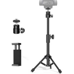 imageInnoGear Webcam Tripod Extendable Webcam Stand for Desk Camera Stand Mount with Phone Holder for Webcam C922 C930e C920S C920 C615 C960 C920x BRIO 4K NexiGo N60 Right Light GoPro with 14quot Thread