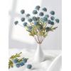 imageInnoGear Silk Flowers Pompon Mums Artificial Flowers 10pcs 50 Heads Fake Mini Chrysanthemums with Long Stems Bulk Faux Kiku Flower for Decoration Memorial DIY Wedding Bouquets Centerpieces BeigeDusty Blue
