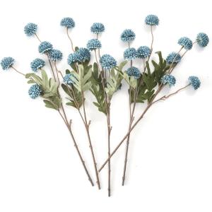 imageInnoGear Silk Flowers Pompon Mums Artificial Flowers 10pcs 50 Heads Fake Mini Chrysanthemums with Long Stems Bulk Faux Kiku Flower for Decoration Memorial DIY Wedding Bouquets Centerpieces BeigeDusty Blue