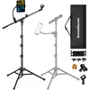 image:imageInnoGear Microphone Stand Floor Adjustable Tripod Boom Mic Stand with Tablet Phone Holder Carrying Bag 2 Mic Clips 38 to 58 Adapter for Blue Yeti SM58 SM48 Fifine K669B Podcast Singing Stage